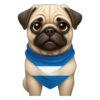 pug holding a big finland flag sticker