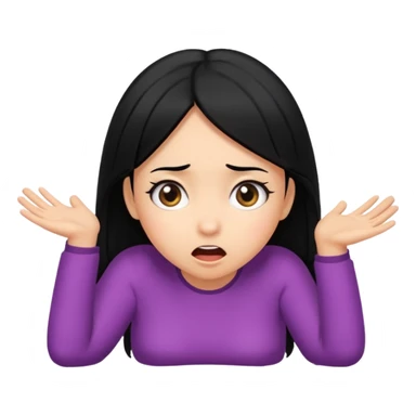 A girl with black hair surprised bending over sticker