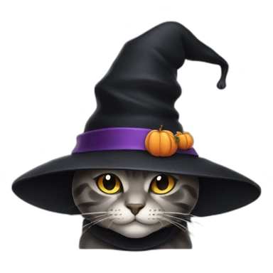 Witch cat black hat sticker