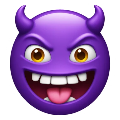 purple devil emoji with tongue out sticker