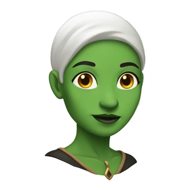 a bald green coloured skin witch without cap  sticker