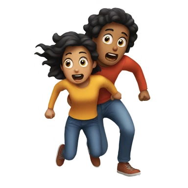 two scared friends escaping sticker