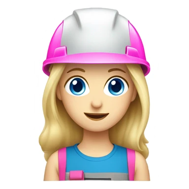 blonde hair blue eyed girl electrician with pink helmet  sticker