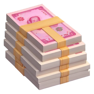 Stack of Chinese yuan bills sticker