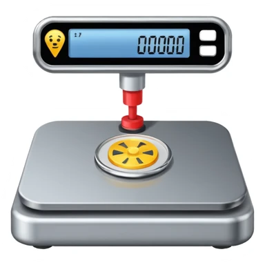 a grey weighing machine sticker