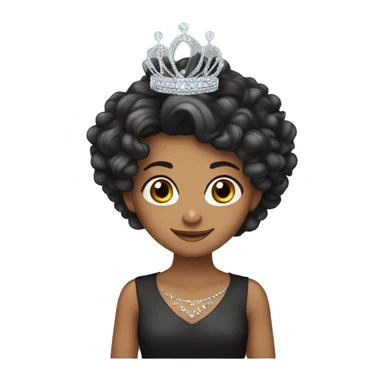 Long curly dark hair birthday tiara light sticker