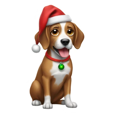 Dog wearing Christmas hat sticker