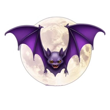 purple dripping vampire bat wings flying in front of white yellow large realistic color full moon sticker