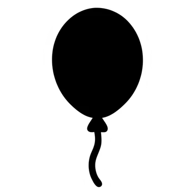 solid black balloon icon, minimal sticker