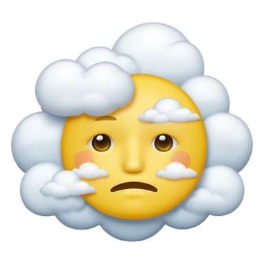 Yellow circle face covered in clouds cover a mouth add clouds on face cover clouds on mouth sticker