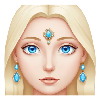 Blue eyed figure with jewelry sticker
