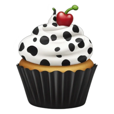 Happy cupcake with black and white cow spots sticker