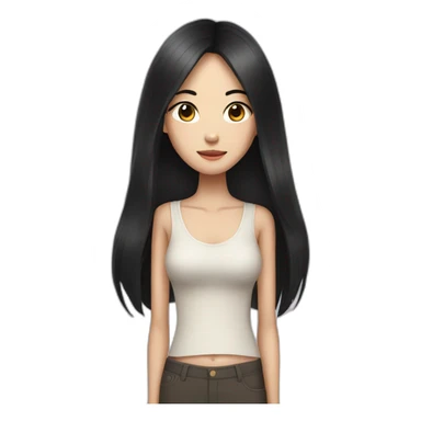 Skinny Chinese lady with long black hair sticker
