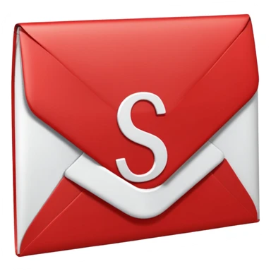 red envelope letter with white "S" logo sticker