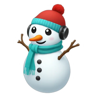 Cute snowman in vr headset, red hat, scarf, full body sticker