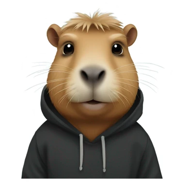 Capybara wearing a black hoodie sticker