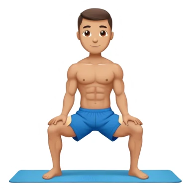 buff man blue shorts doing plank exercise on yoga mat sticker