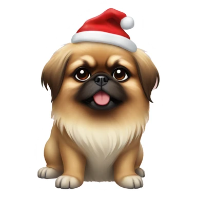 Pekingese dog with Christmas hat sticker