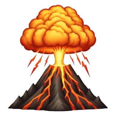 A volcano erupting with lightning, striking out of it sticker