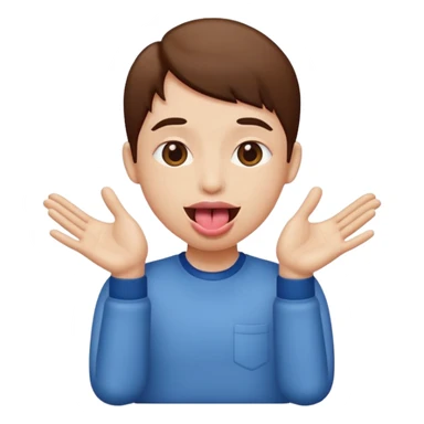 Tongue out with hands on the side sticker