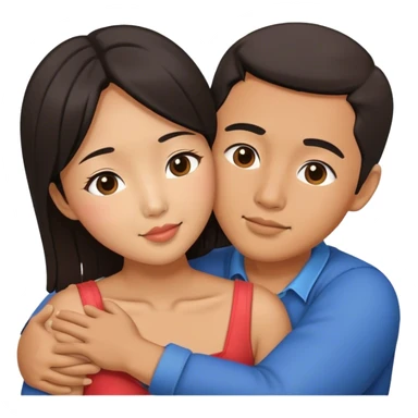Asian couple cuddling and kissing  sticker