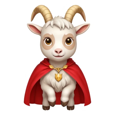white female goat wearing a read cape sticker