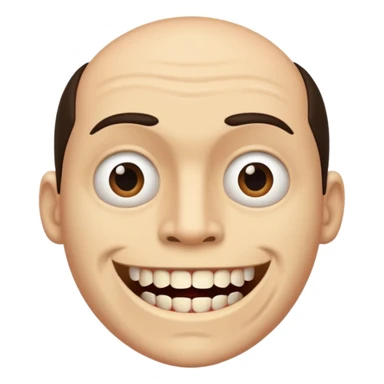 Man with sideways mouth off angled eyes and some teeth hanging out sticker