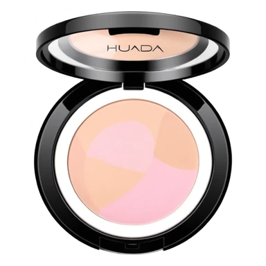 Clean, aesthetic emoji of Huda Beauty loose powder, soft glam vibe, pastel tones, makeup icon style, high quality. sticker