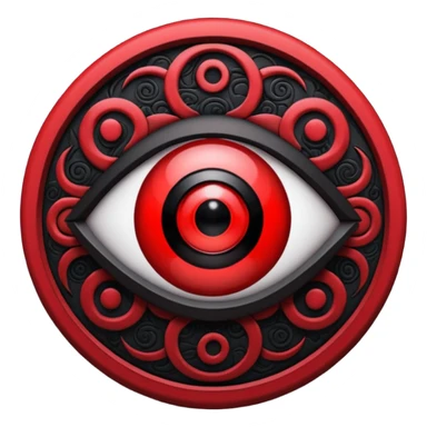 

---

The Mangekyō Sharingan is a deep, glowing crimson eye where the original tomoe disappear and are replaced by a complex black pattern.  sticker