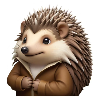 Cinematic Noble Hedgehog Portrait Emoji, Poised and regal, with a compact, spiky build and a rich, earthy Fur of brown spines and a soft underbelly, deep-set soulful beady eyes, Simplified yet sharp and sophisticated features, highly detailed, glowing with a warm, dignified glow, high shine, intelligent and endearing, stylized with an air of woodland charm, focused and attentive, soft glowing outline, capturing the essence of a watchful and confident little hedgehog, so majestic it feels as though it could scurry out of the screen with effortless authority! sticker