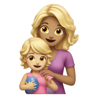 blonde women playing with blonde child with toys sticker