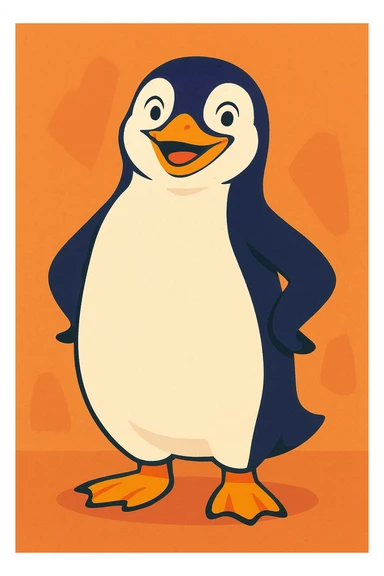 Gloria the penguin from Happy Feet, standing proudly, soft friendly illustration style sticker