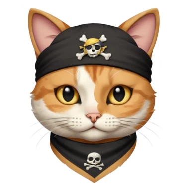 pirate cat with one eye closed with band sticker