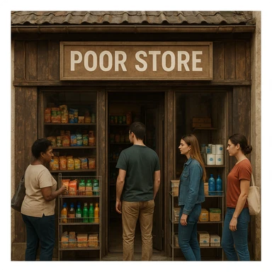 Convenience store named poor store and more sticker