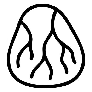 Remove the background, keep only the smooth black lava stone with orange magma lines, minimalistic, with transparent background. Use black outlined style with no fill, highlighting the smooth texture and orange magma lines in a minimalistic manner. sticker