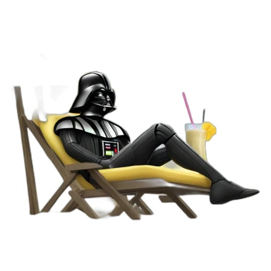 darth Vader lounging on the beach under an umbrella while drinking a piña colada sticker