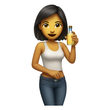 a girl drinking a bottle of tequila sticker