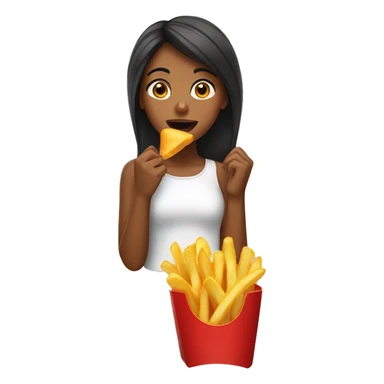 Brown girl eating fries sticker