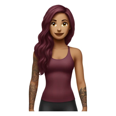 Beautiful tattooed  burgundy long haired woman doing Pilates sticker