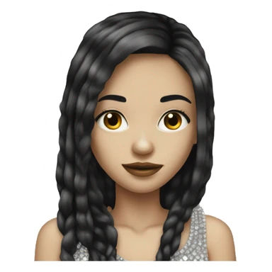 pale girl with long black hair luxury bling sticker