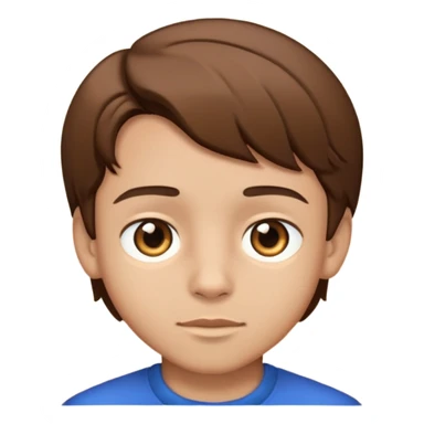Boy with light skin and brown eyes and brown hair parted in the middle sticker