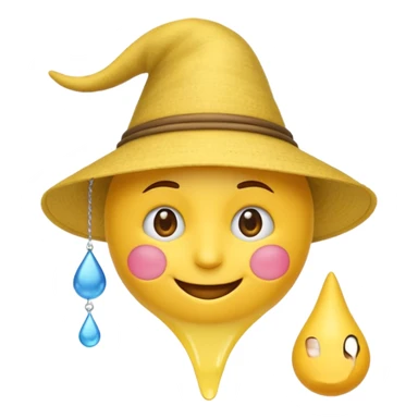 Emoji souriant avec goutte de sueur avec chapeau d"anniversaire et goutte de sueur sticker