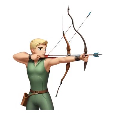 An archer drawing a bow and aiming an arrow at a target, with perfect focus and precision. The target is visible in the background, featuring concentric rings. The scene captures the concentration and skill involved in archery, emphasizing the elegance and accuracy of the sport. sticker