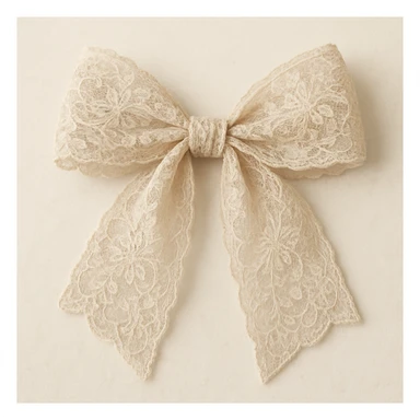 a beige lace bow, delicate and elegant, with intricate lace patterns and soft neutral tones sticker