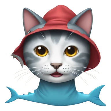 Cat with a shark hat sticker