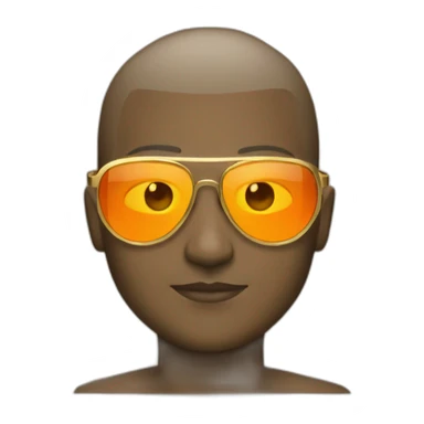 buzz cut gold glasses with orange lens sticker