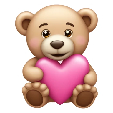 pink heart with teddy bear sticker
