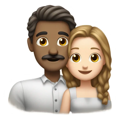 Muller hair dark mustache hugs white girl with brown hair sticker