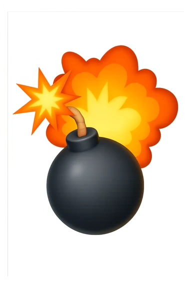 emoji stile iphone di una bomba che esplode sticker