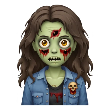 wavy brunette hair zombie emoji sticker